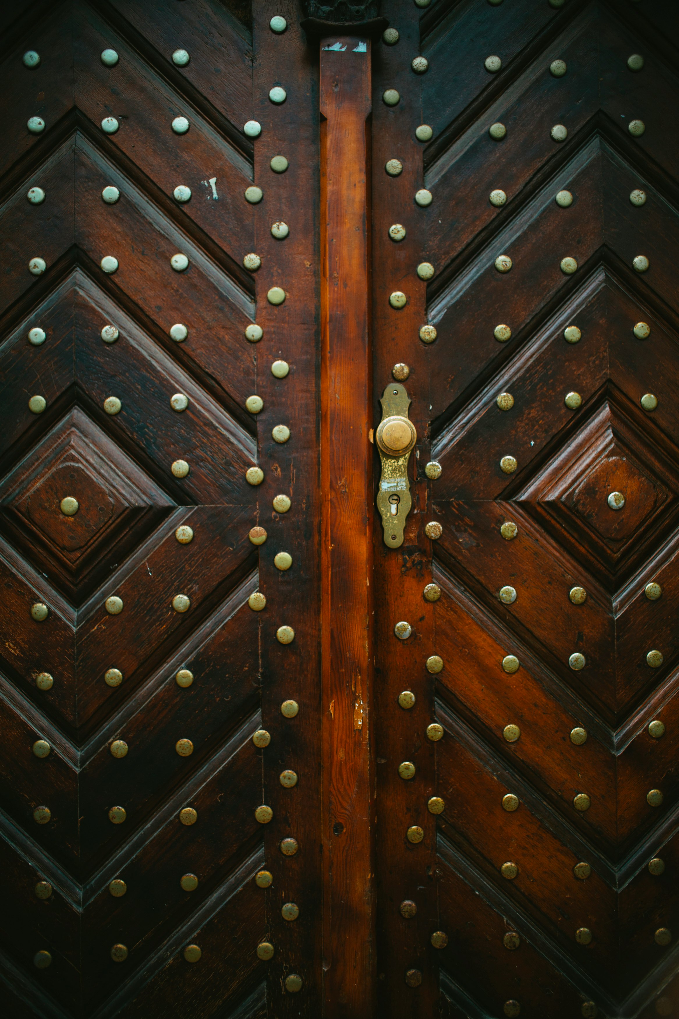 brown wooden door with gold door knob